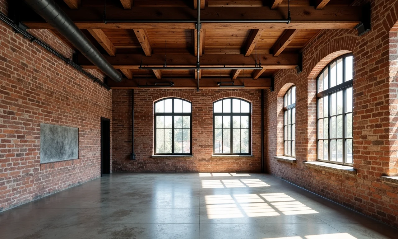 Estrutura original preservada em loft de galpão.