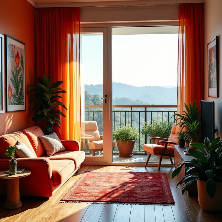 Excesso de decoração em uma varanda de apartamento, tornando o espaço confuso.