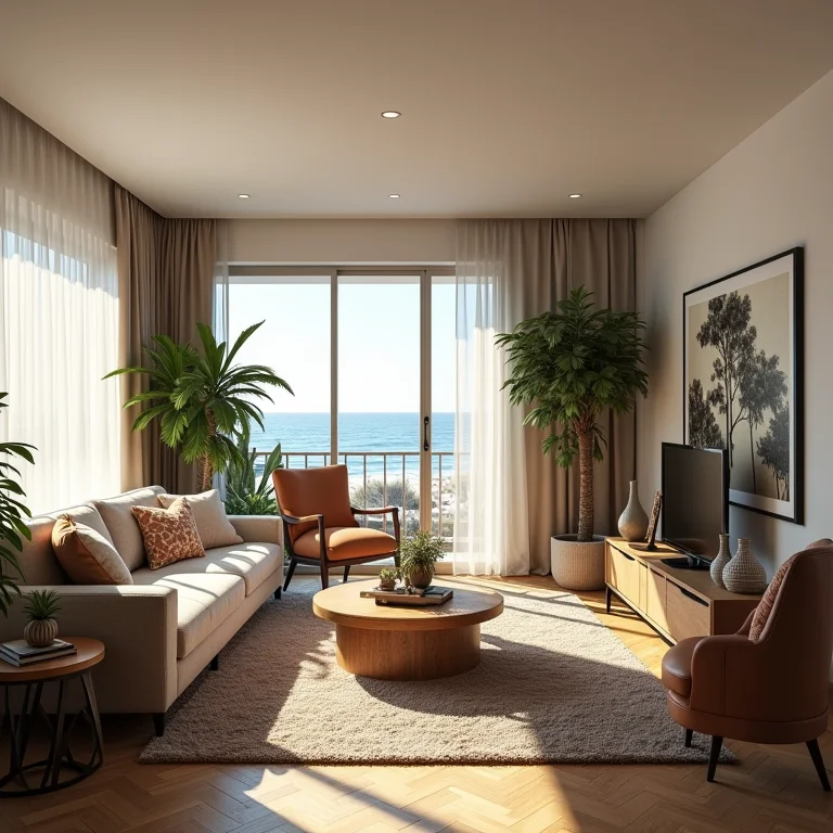 Excesso de objetos decorativos em apartamento de praia