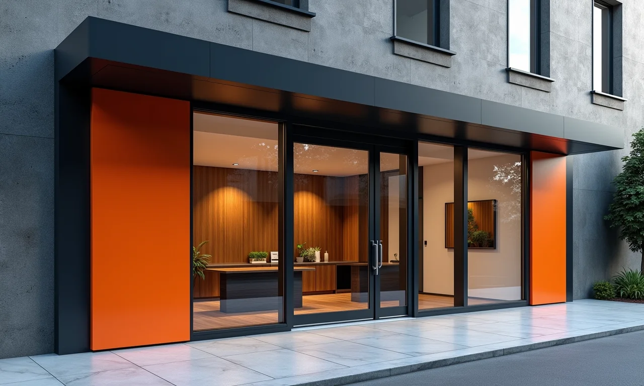 Fachada de loja com painéis de ACM modernos.