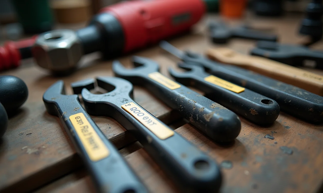 Ferramentas etiquetadas para fácil identificação.