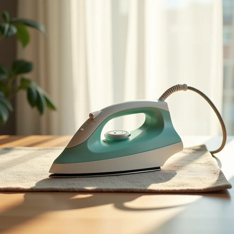 Ferro de passar esfriando em uma base protetora.