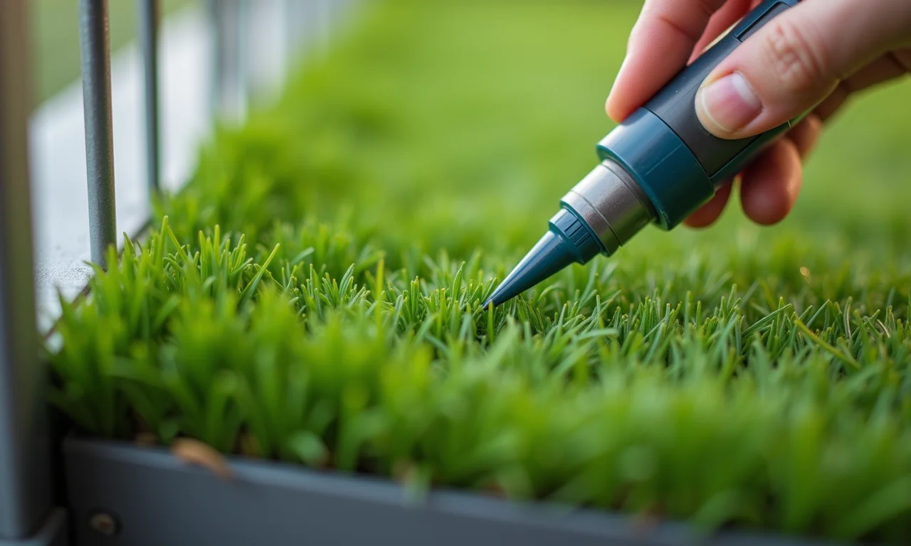 Fixando a grama sintética corretamente na varanda.