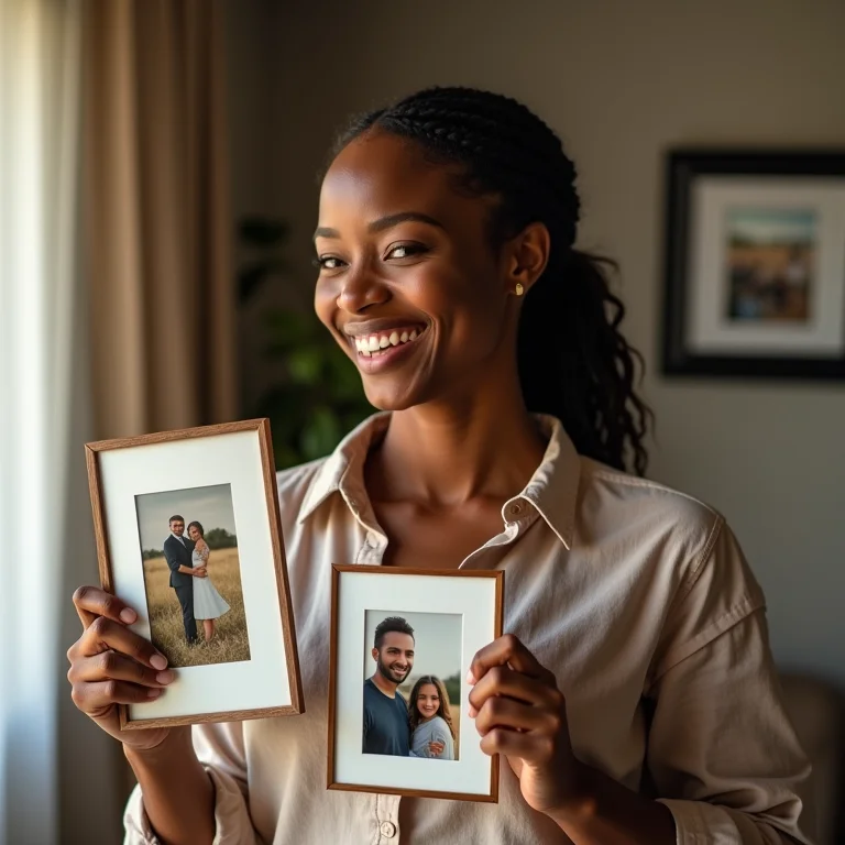 Fotos do casal decorando o ambiente de noivado