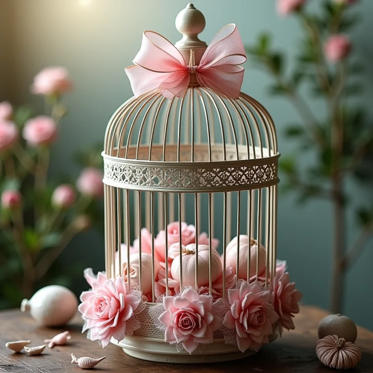 Gaiola decorada com detalhes extras