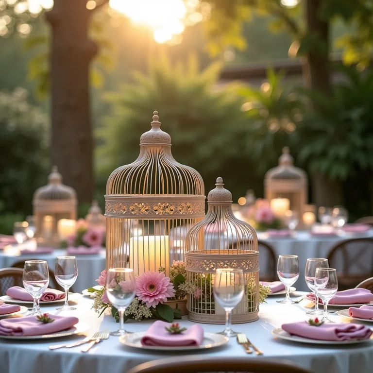 Gaiolas como detalhes em festas ao ar livre
