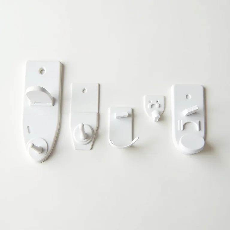 Ganchos e suportes adesivos para organização do banheiro.