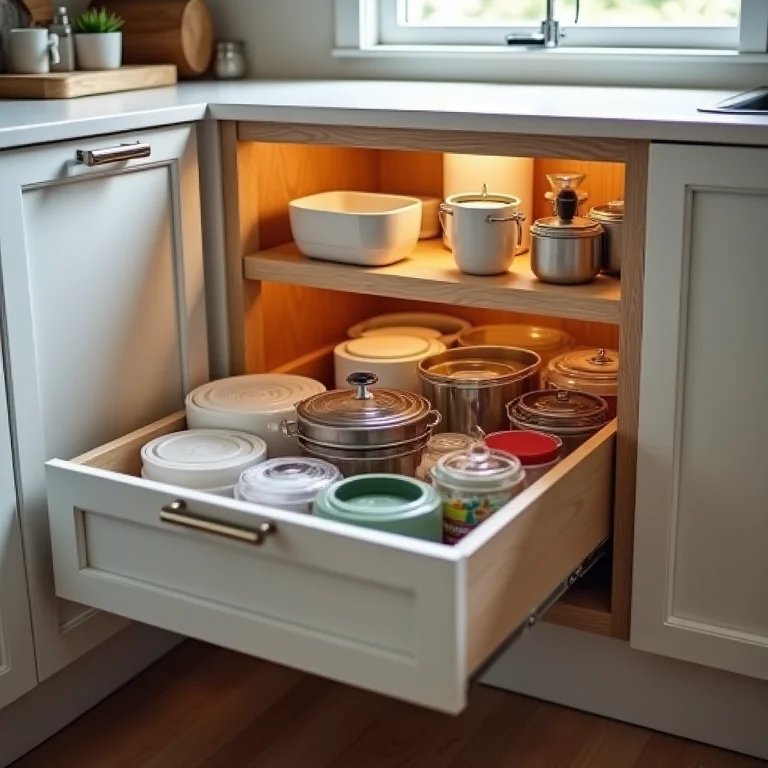 Gavetas de cozinha desorganizadas sem acessórios internos.