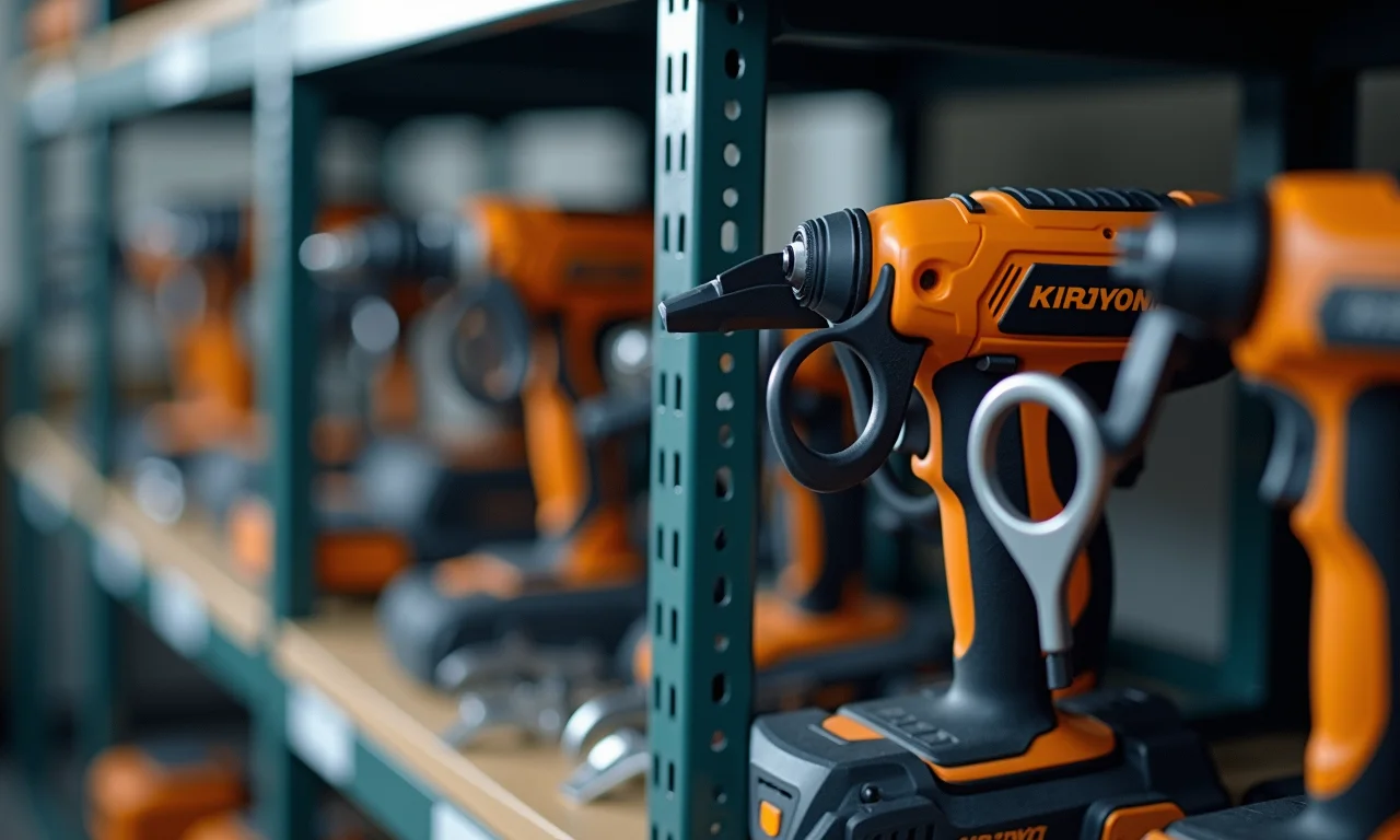 Gavetas e armários com ferramentas organizadas.