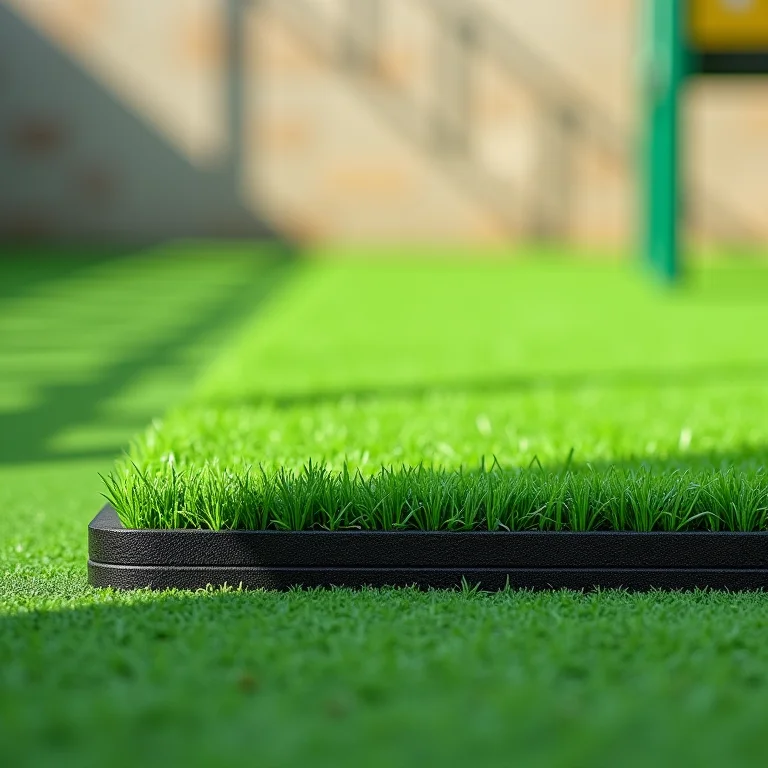Grama sintética com base de borracha para playground.