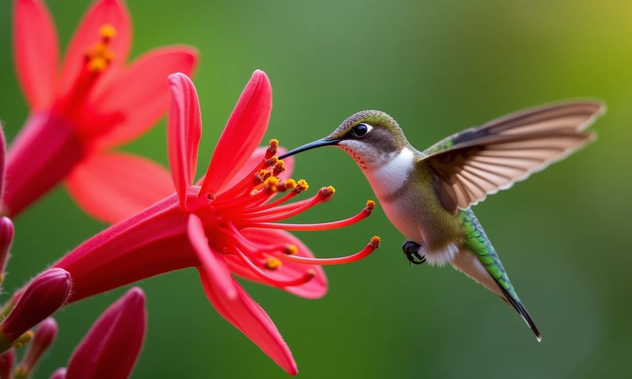 Grevílea-Anã com beija-flores se alimentando.
