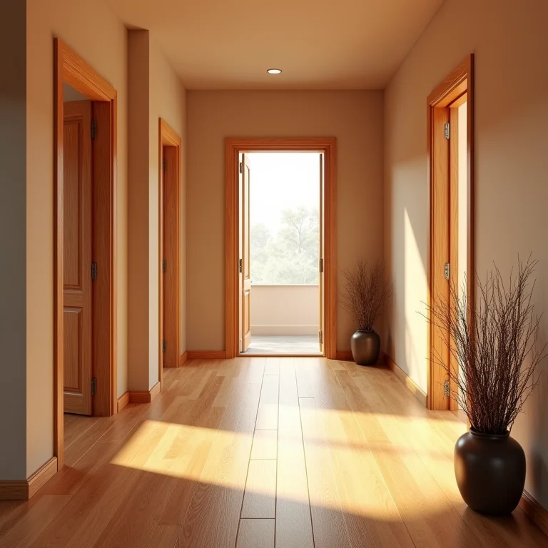 Hall de entrada acolhedor com piso de madeira