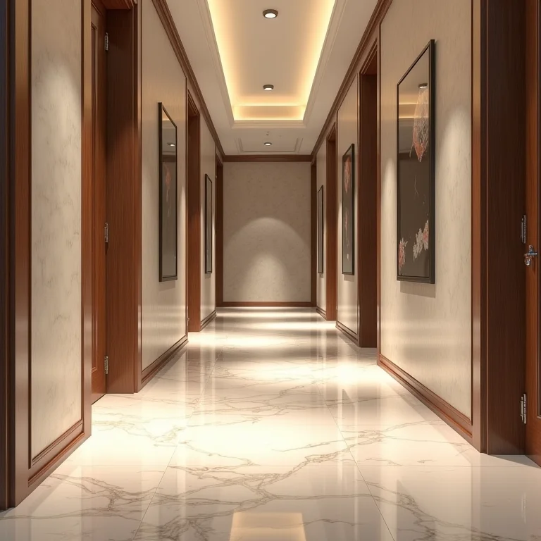 Hall de entrada com piso de porcelanato elegante