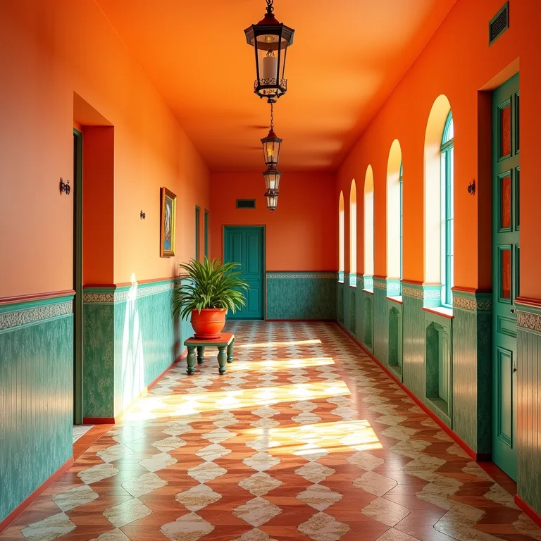 Hall de entrada divertido com ladrilho hidráulico