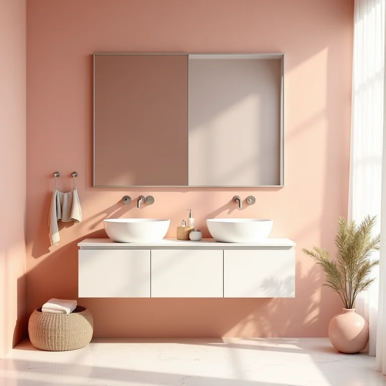 Harmonização de cores no banheiro com gabinete