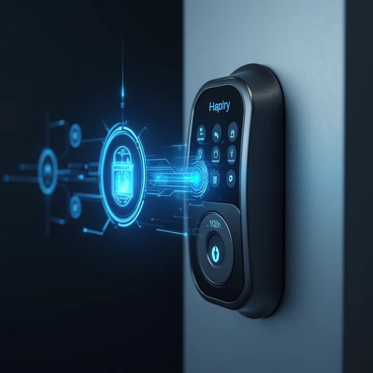 Ícones visuais demonstrando as vantagens da fechadura digital Intelbras.