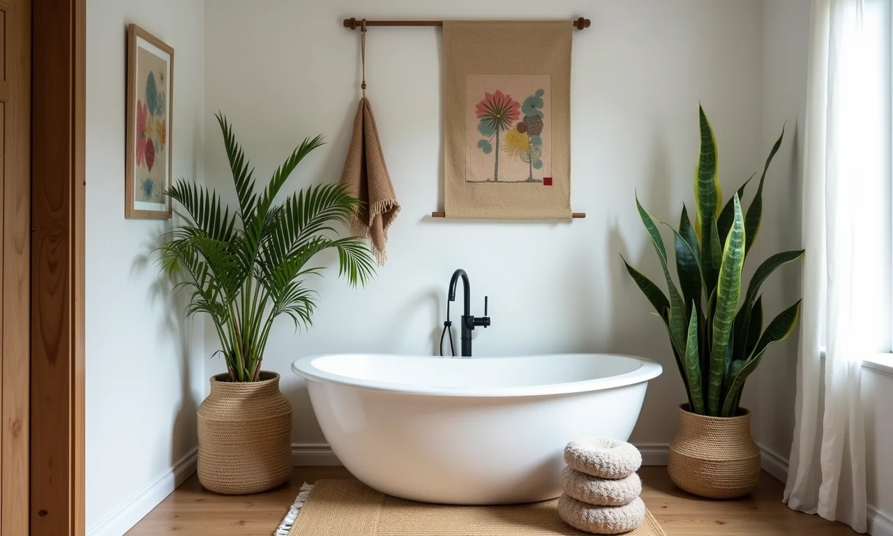 Ideias de decoração DIY para lavabo com artesanato brasileiro.