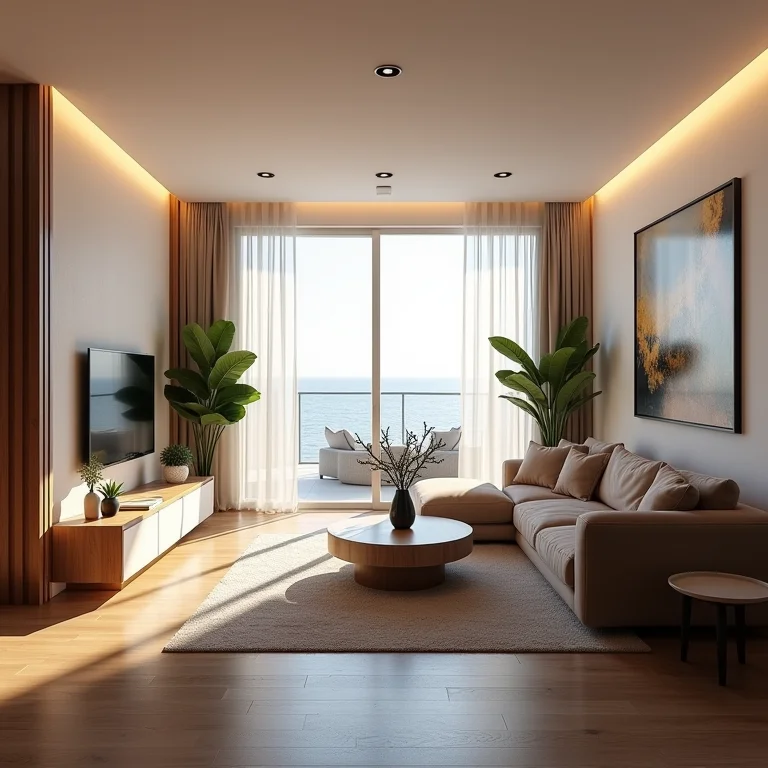 Iluminação artificial inadequada em apartamento de praia