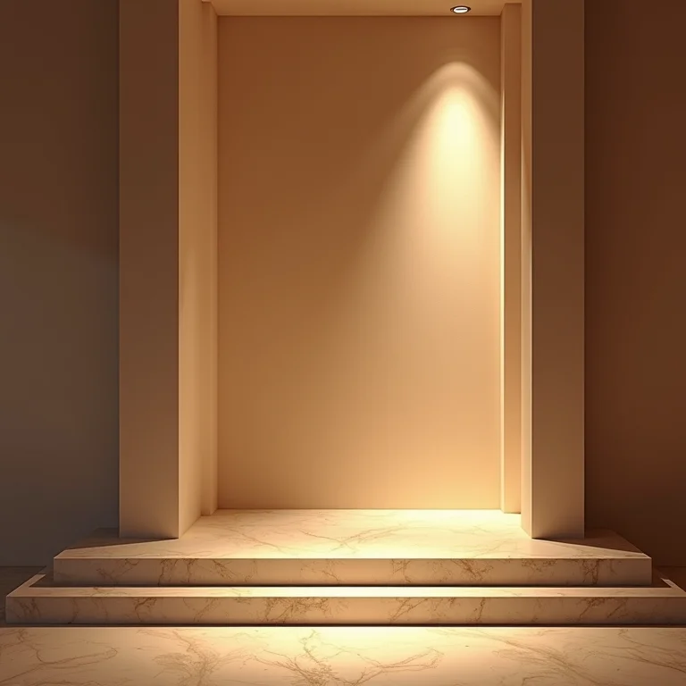 Iluminação estratégica camuflando viga.