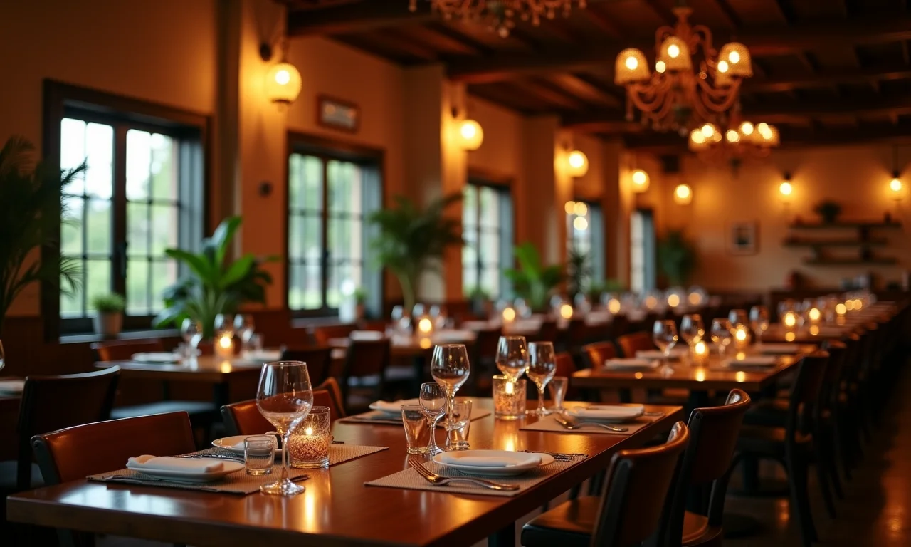Iluminação estratégica criando ambiente acolhedor em restaurante.