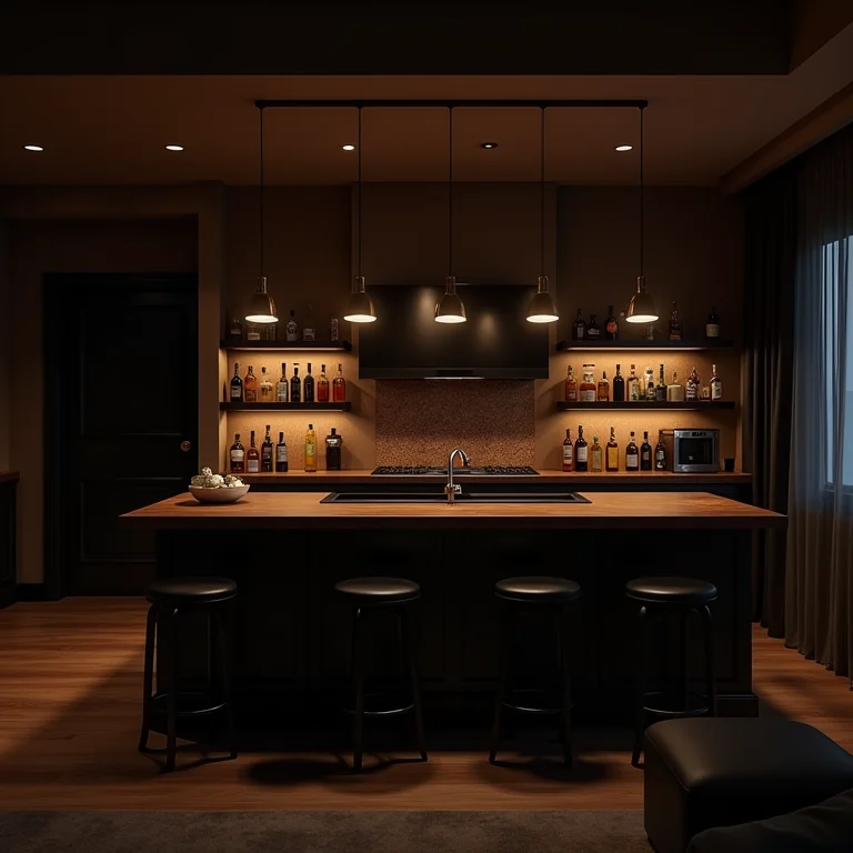 Iluminação inadequada em um bar dentro de casa.