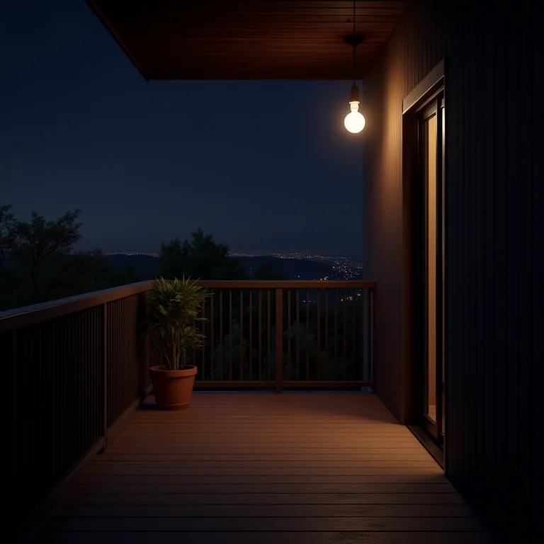 Iluminação ineficiente em varanda de apartamento.