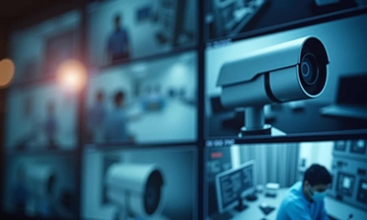 Imagem nítida de filmagem de câmera de segurança em monitor.