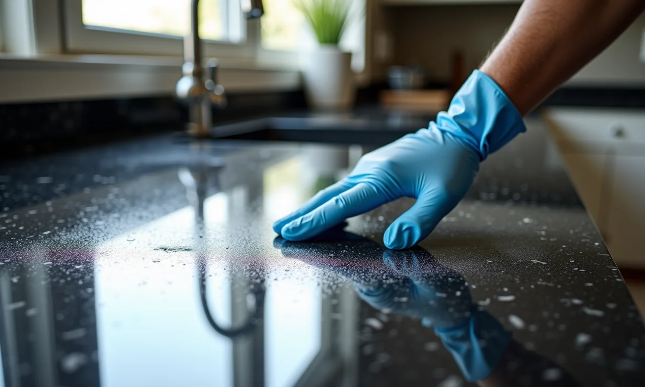 Impermeabilização de bancada de granito preto São Gabriel.