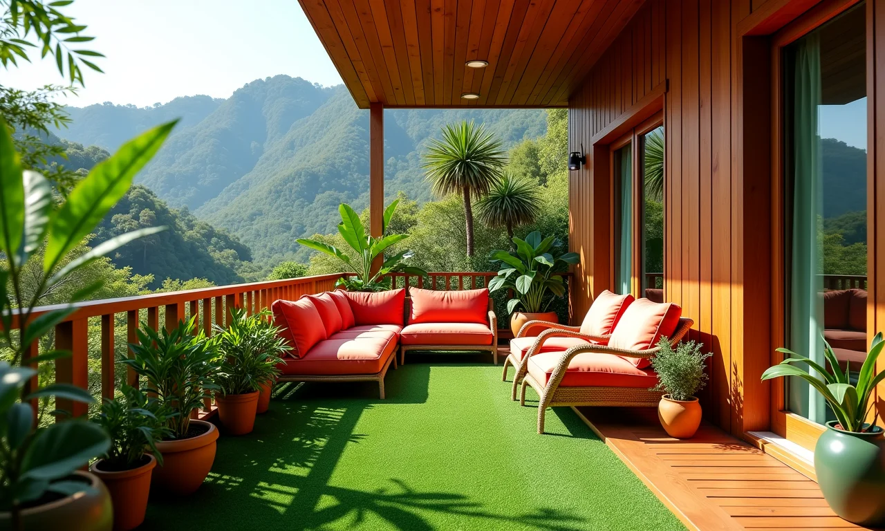 Inspirações para transformar sua varanda com grama sintética.