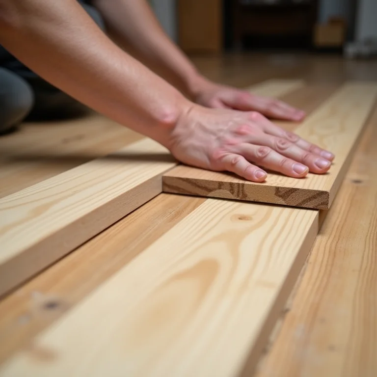 Instalação de piso de madeira em um espaço de coworking