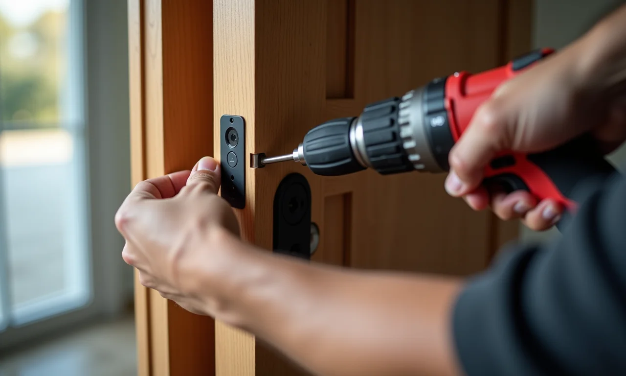 Instalação de um sensor de porta em uma casa moderna.