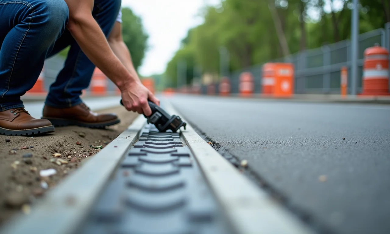 Instalando piso tátil em rampa já existente.