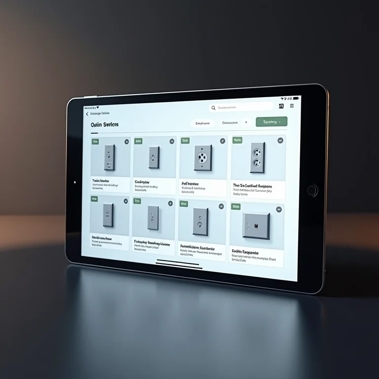 Interface de uma loja online de materiais elétricos em um tablet