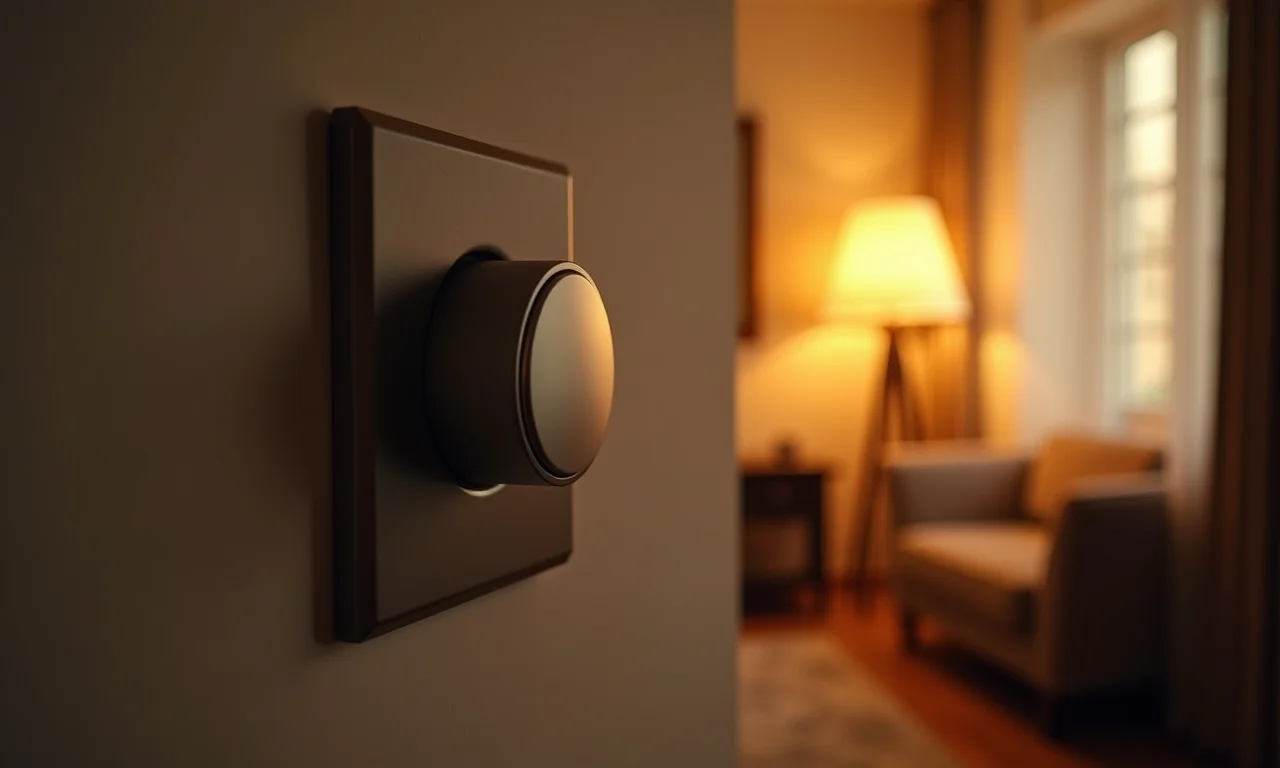 Interruptor dimmer regulando intensidade da luz.