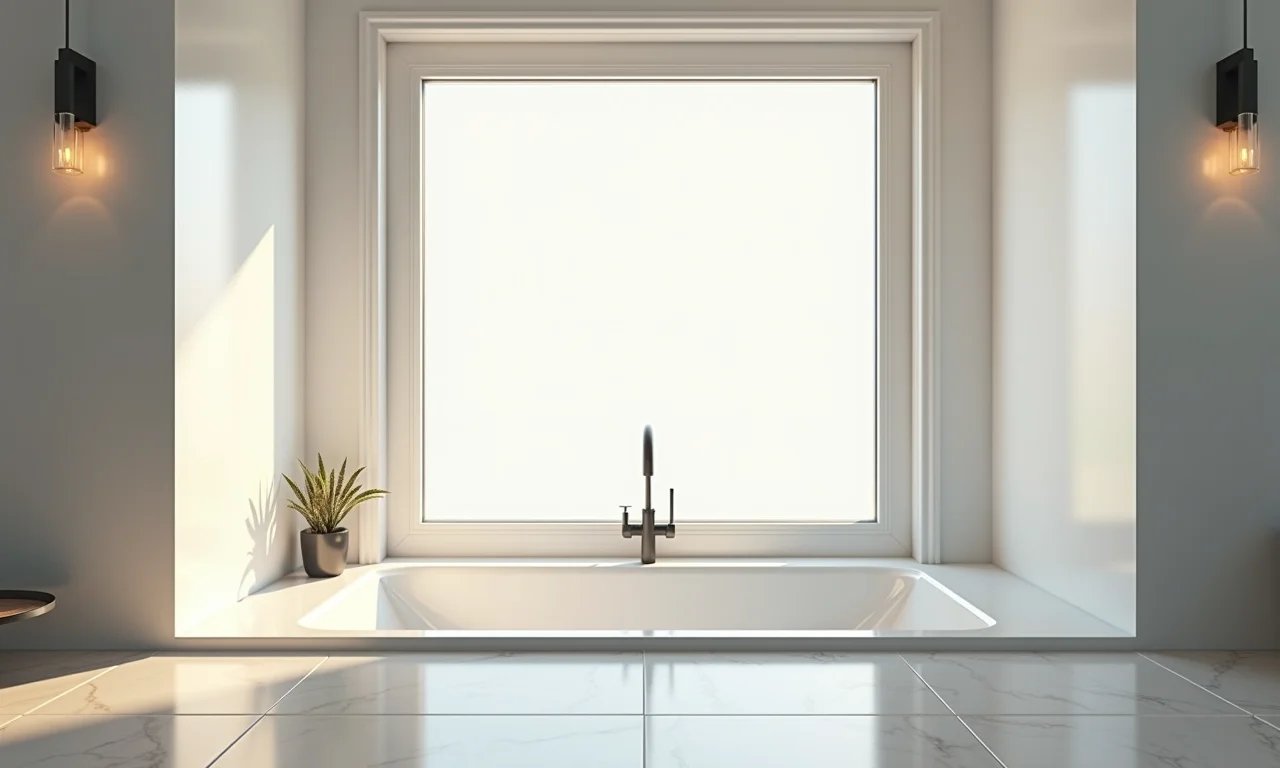 Janela de canto de fácil manutenção em banheiro iluminado.