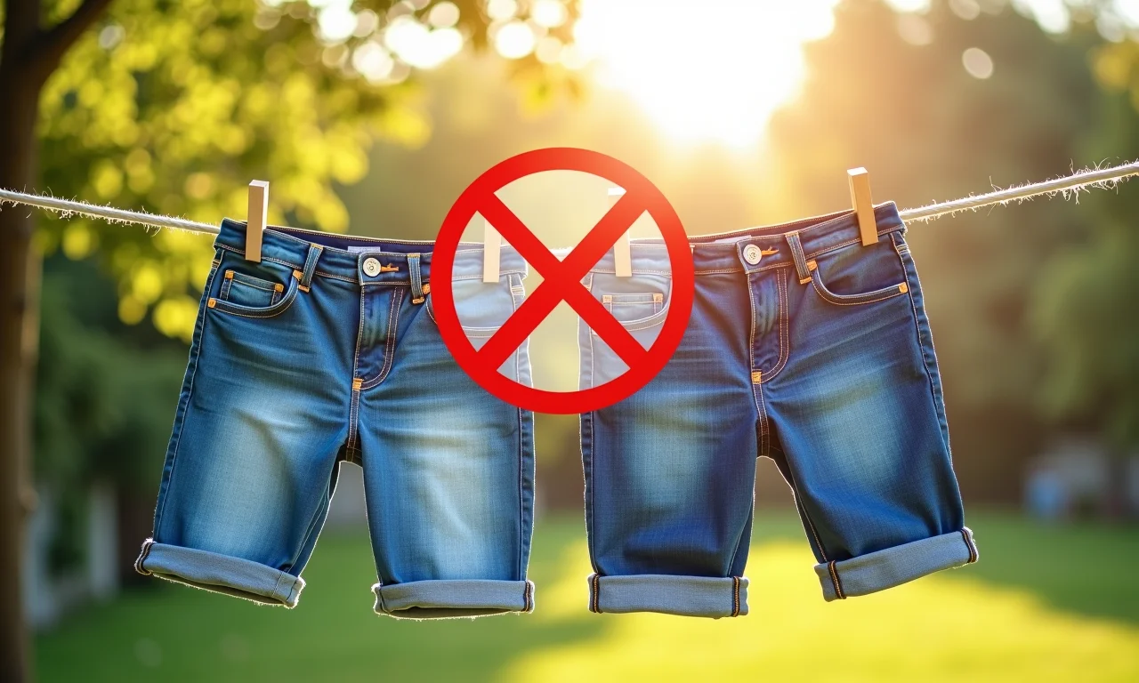 Jeans secando ao ar livre, longe da secadora.