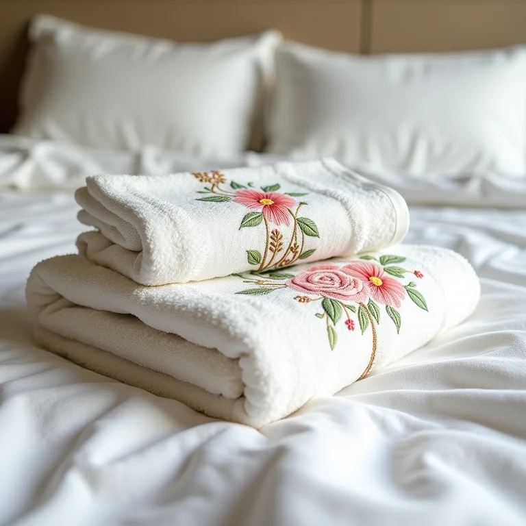 Jogo de toalhas bordadas