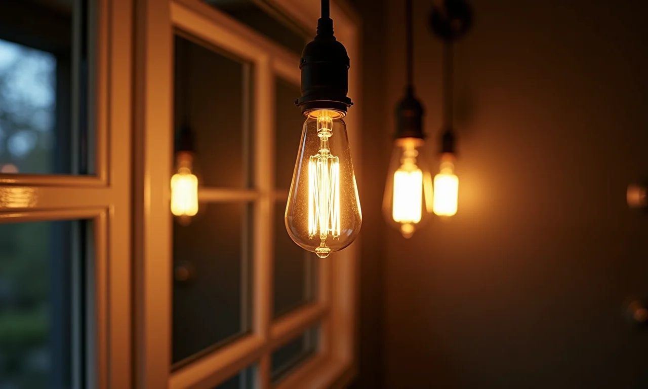 Lâmpada de filamento da Ourolux iluminando um banheiro industrial.