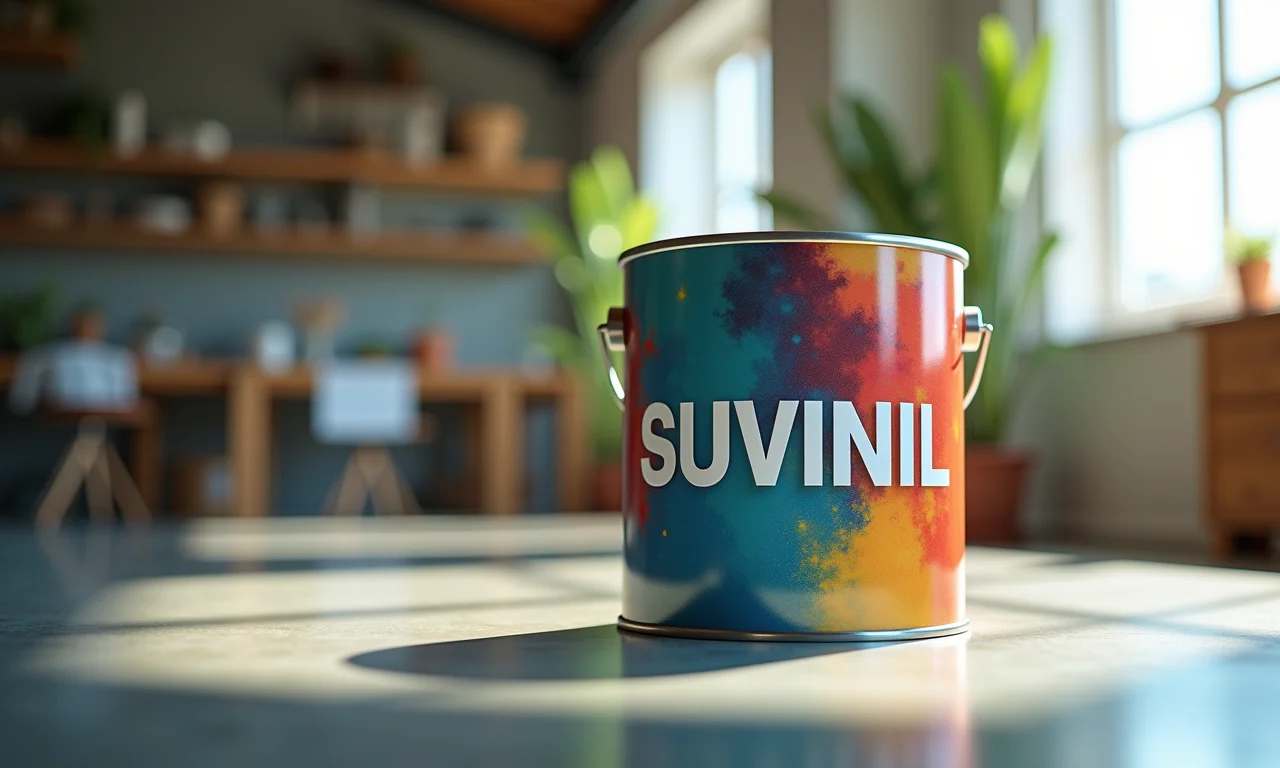 Latas de tinta Suvinil destacando tecnologia inovadora.
