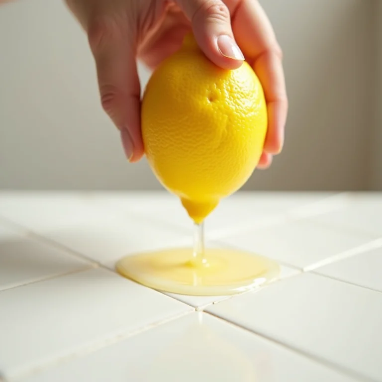 Limão sendo usado para dar brilho ao porcelanato.