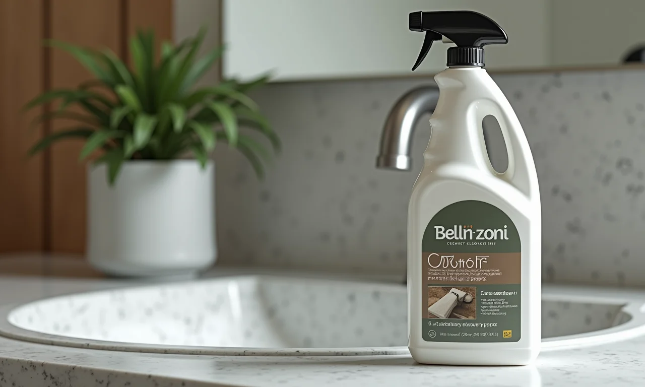 Limpa Cimento da Bellinzoni ao lado de uma pia limpa.