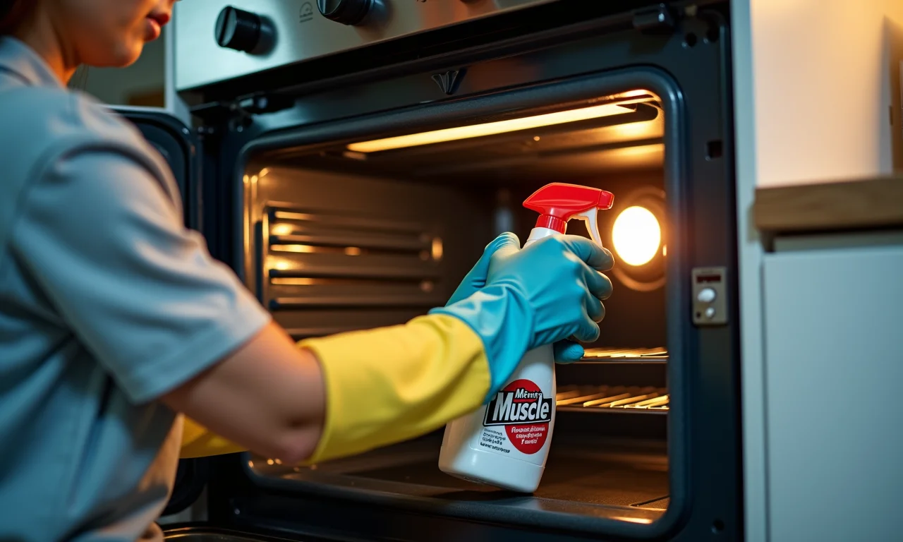 Limpando o forno com Mr. Músculo.