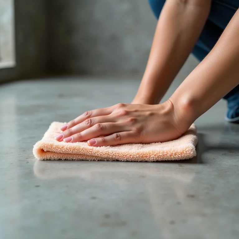 Limpeza diária de cimento queimado com pano de microfibra