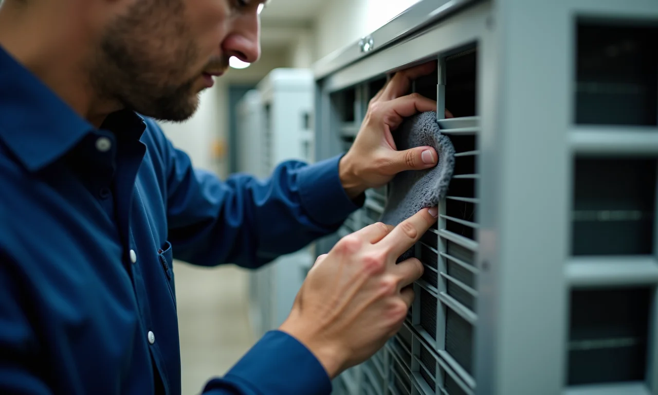 Limpeza profissional das serpentinas do ar condicionado.