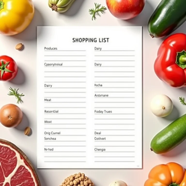 Lista de compras organizada por categorias de supermercado.