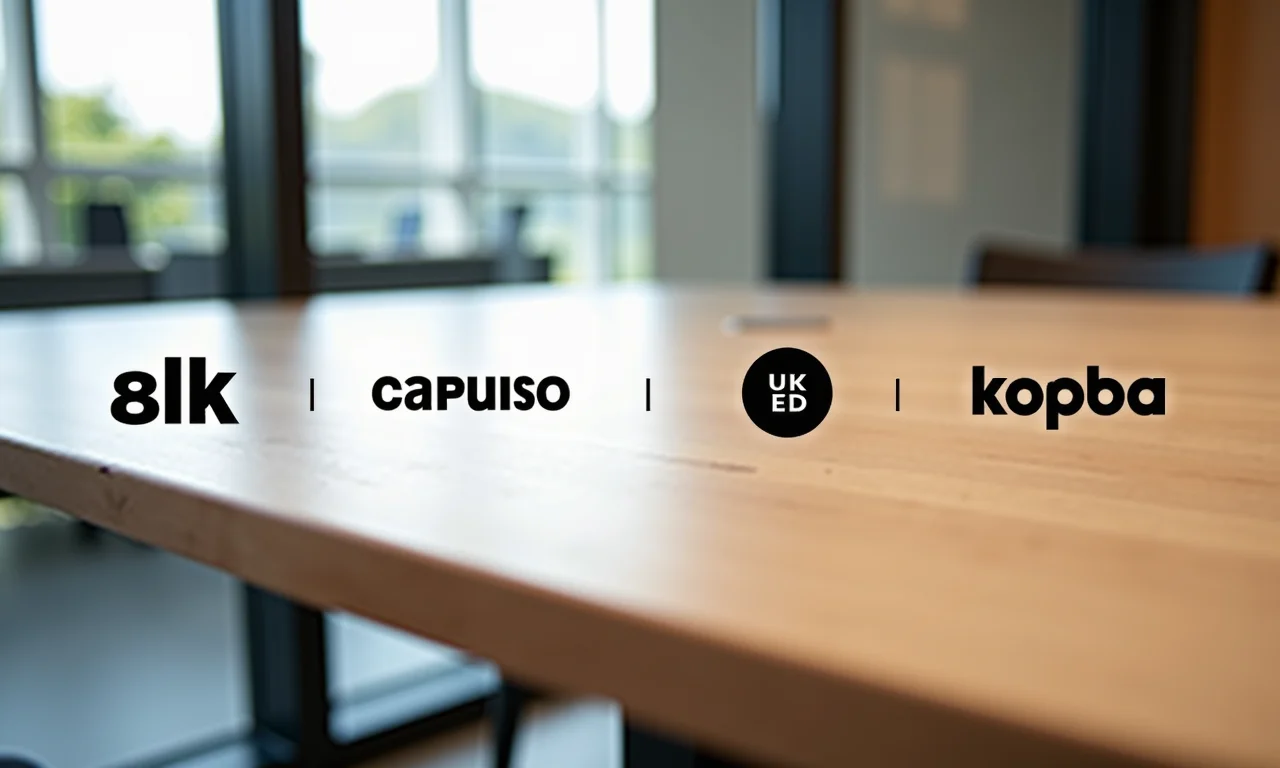 Logotipos de marcas de mesas de reunião recomendadas.