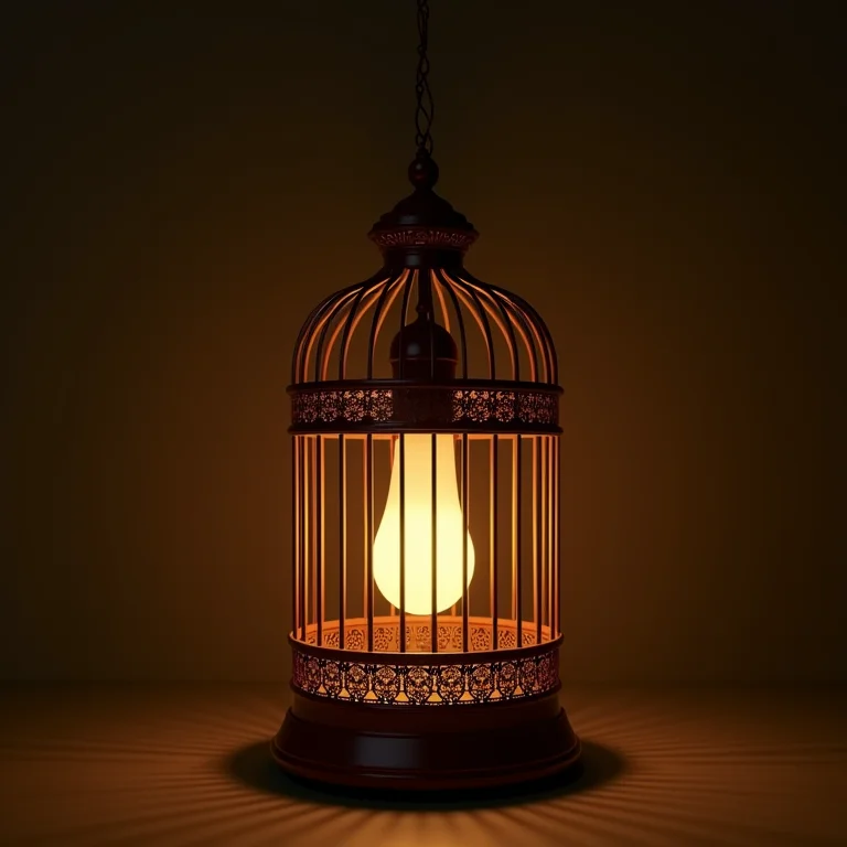 Luminária decorativa feita com gaiola