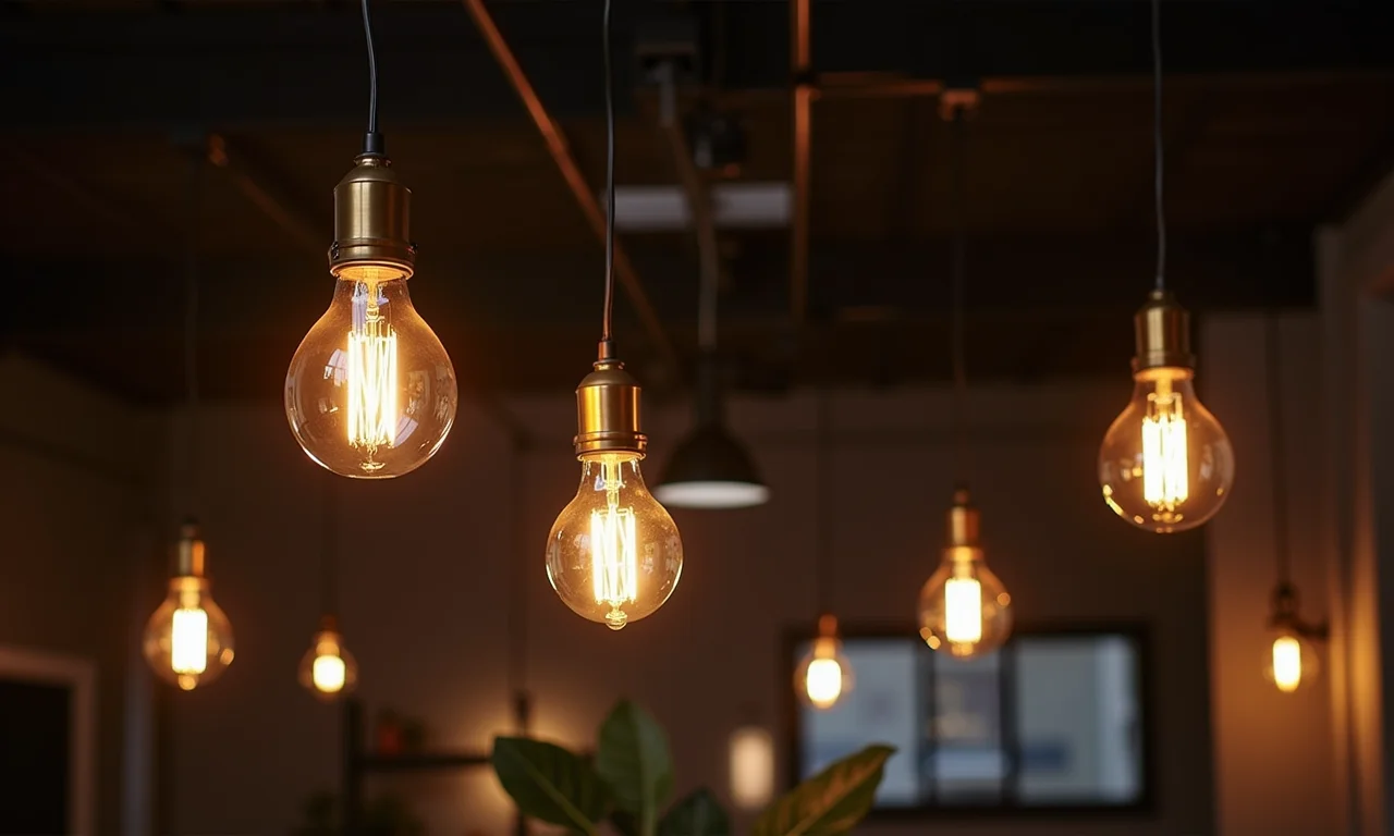 Luminárias industriais da Stella em loft.