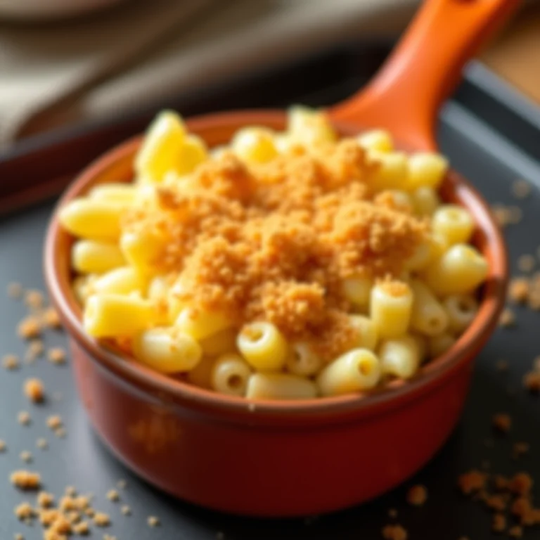 Mac and cheese cremoso em ramequim.