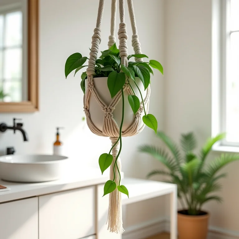 Macramê DIY em banheiro boho chic